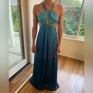 Arden B ombré blue maxi prom dress.